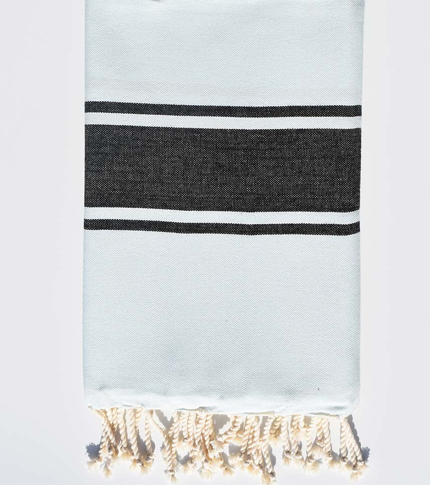 Fouta Plate bleu givré rayée anthracite Fouta Tunisia - 1