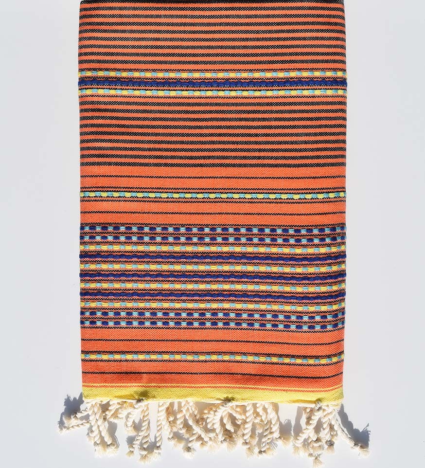 Fouta arabesque  couleur orange  - 1