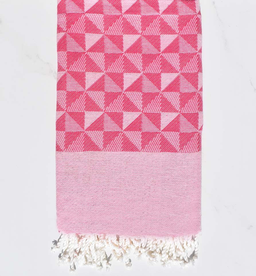 Fouta jacquard géométrique rose et rose clair Fouta Tunisia - 1