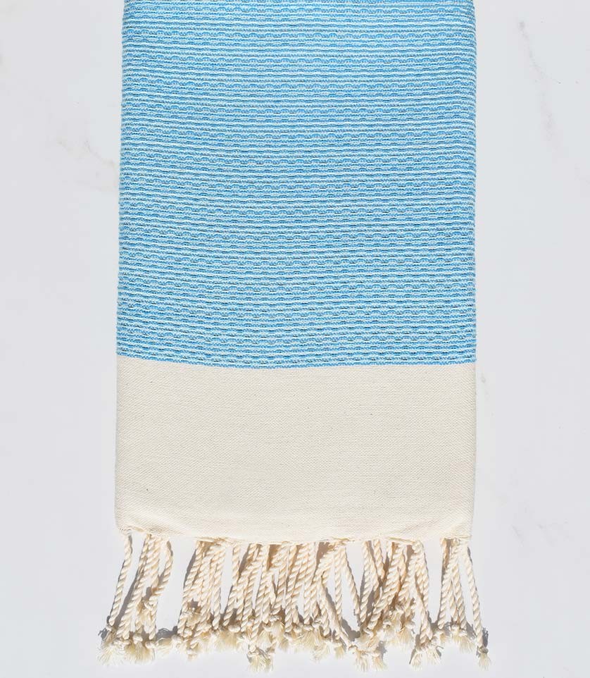 Fouta PIQUE-PIQUE bleu ciel Fouta Tunisia - 1