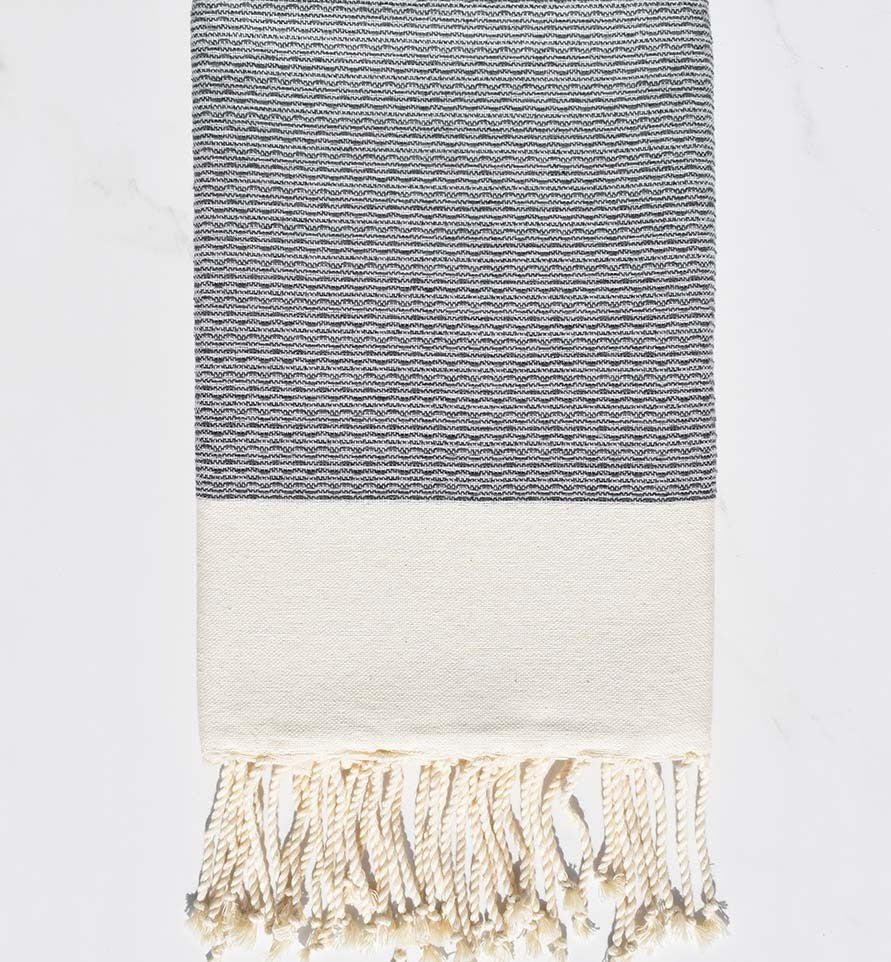 Fouta PIQUE-PIQUE gris Fouta Tunisia - 3