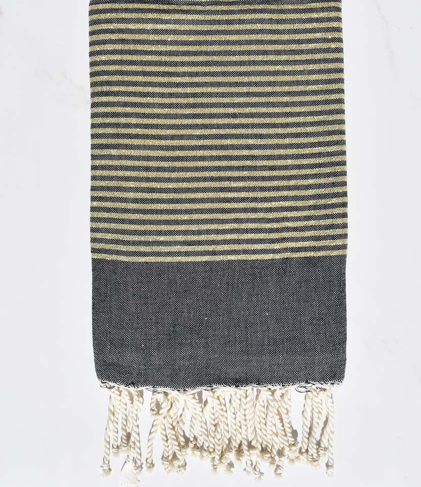 Fouta plate bleu nuit avec lurex doré Fouta Tunisia - 1