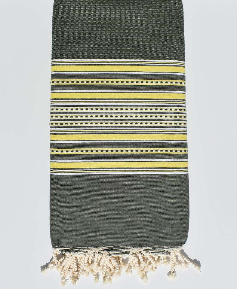 Jeté vert militaire avec rayures  - 1