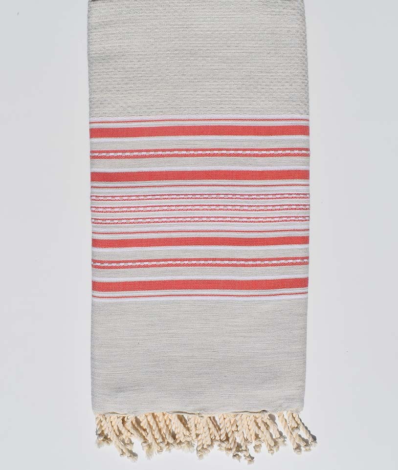 Jeté Arabesque gris clair mélangé rayée Incarnat Fouta Tunisia - 1