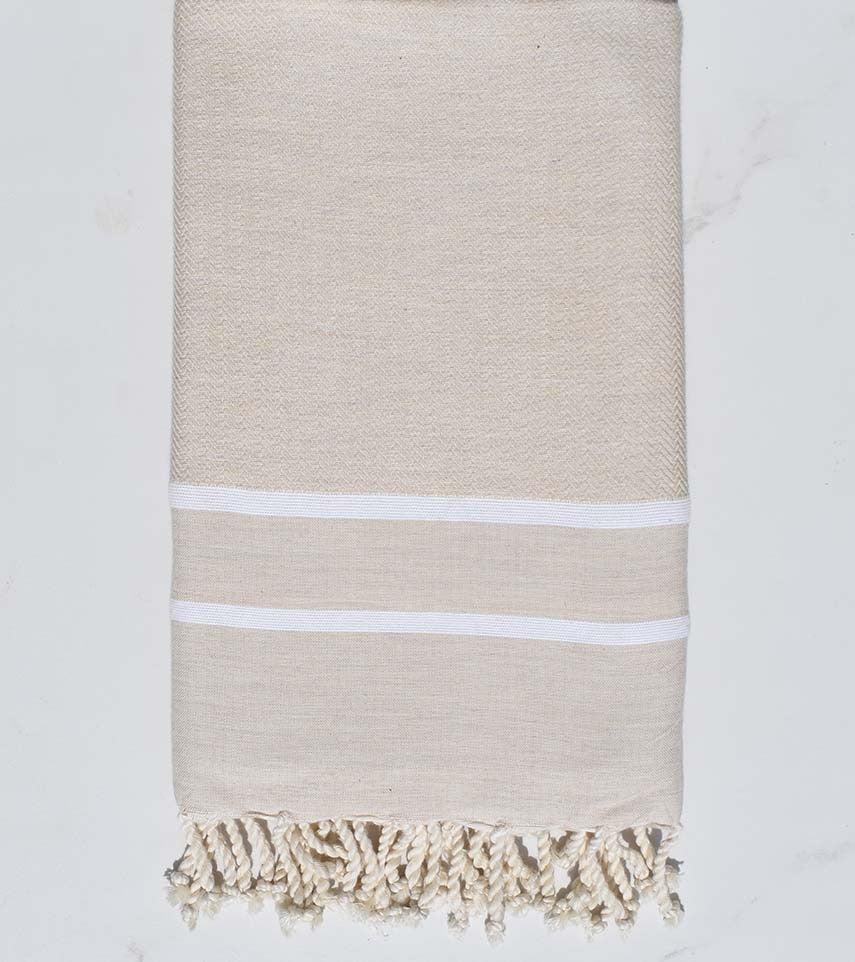 Fouta chevron grège  - 1