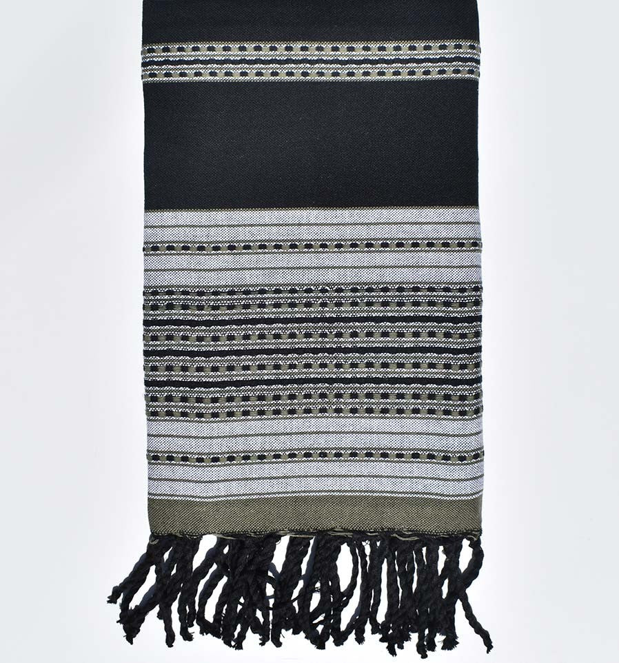 Fouta arabesque noir  - 1