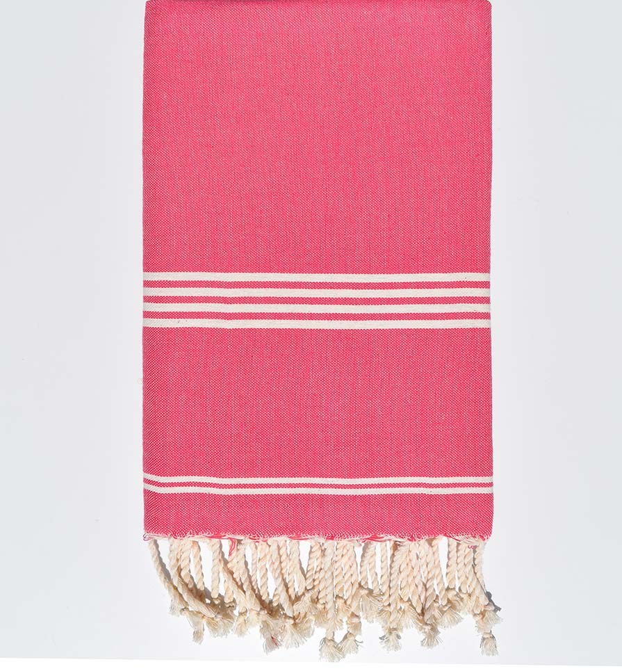 Fouta Mykonos en Coton Recyclé rose fuchsia Fouta Tunisia - 4