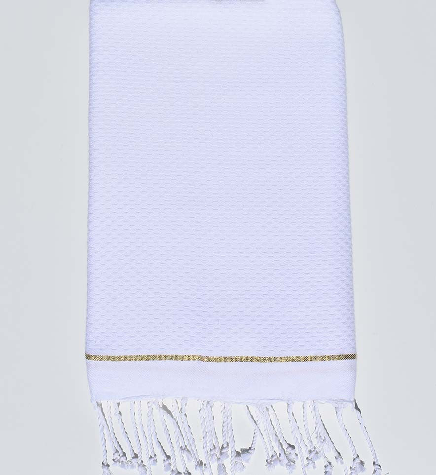 Fouta unie blanche avec une bande lurex doré aux extrémités Fouta Tunisia - 1