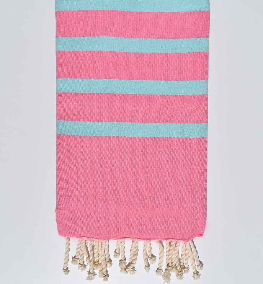 Serviette de plage plate rose et bleu clair  - 1