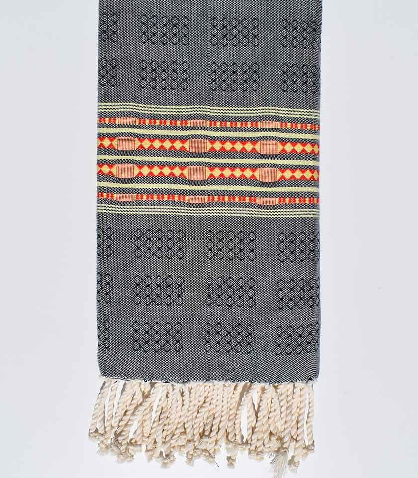 Fouta thalasso bleu foncé avec motifs Fouta Tunisia - 1