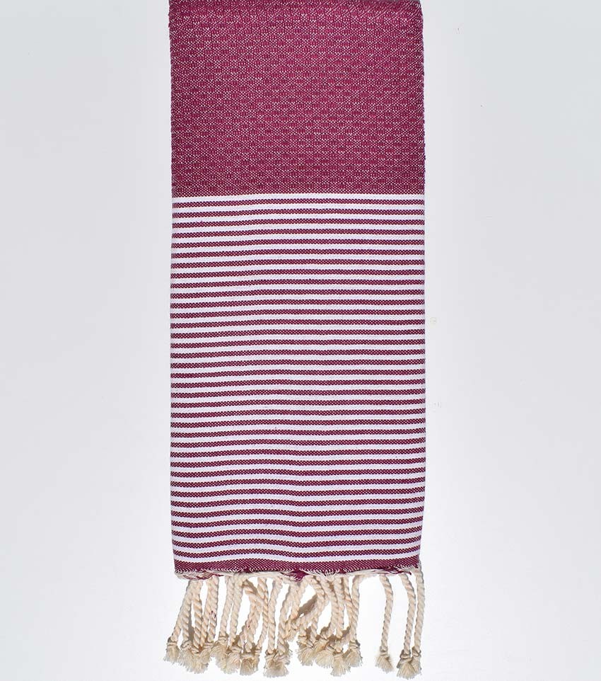 Fouta enfant nid d'abeille prune  - 1