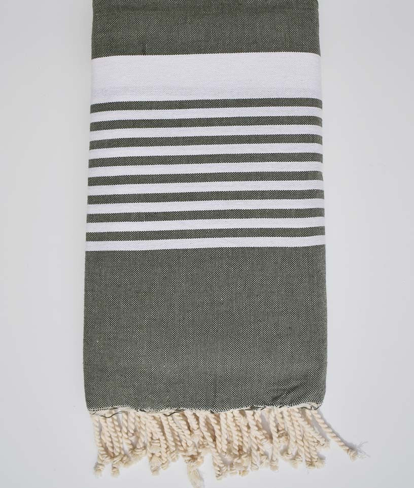 Jeté couple vert militaire Fouta Tunisia - 1