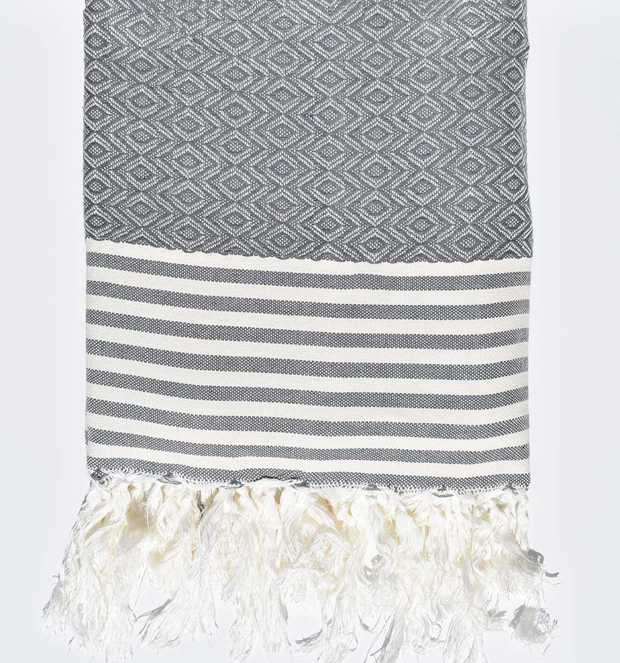 Plaid gris foncé Fouta Tunisia - 1