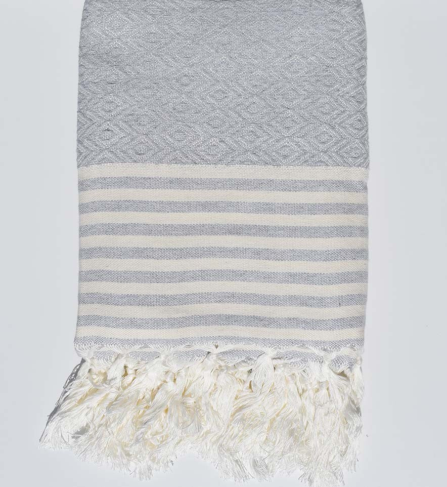 Plaid gris Fouta Tunisia - 1