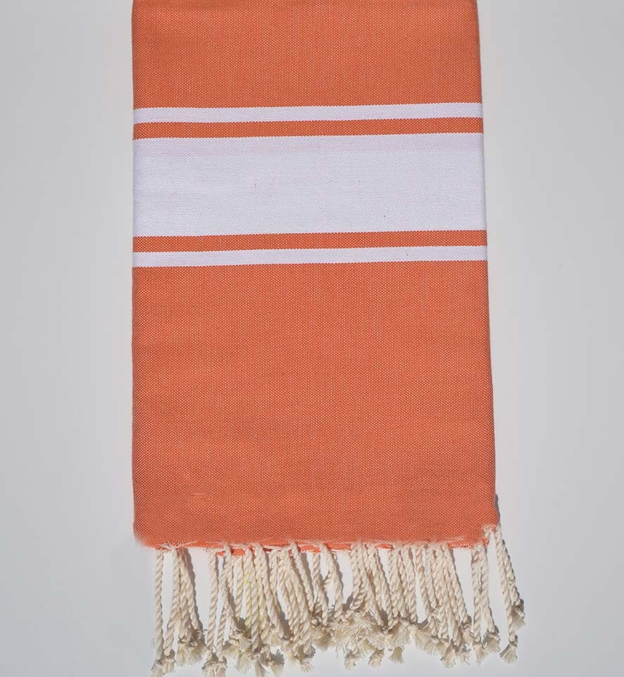 Fouta Plate orange rayée blanc Fouta Tunisia - 2
