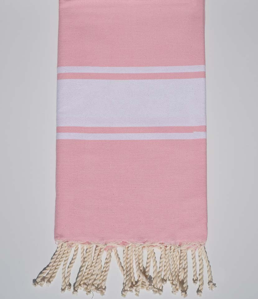 Fouta Plate rose clair avec rayures Fouta Tunisia - 1