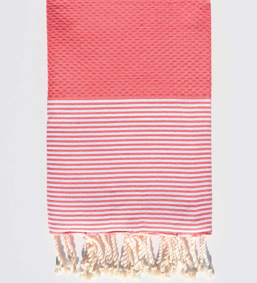 Fouta nid d'abeille rose incarnadin Fouta Tunisia - 1