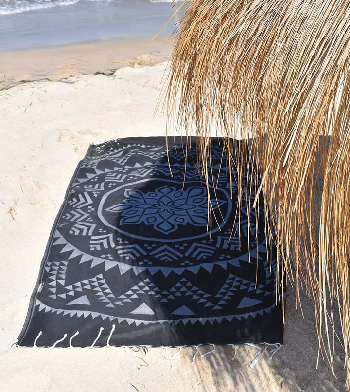 Fouta bohémian couleur noir Fouta Tunisia - 1