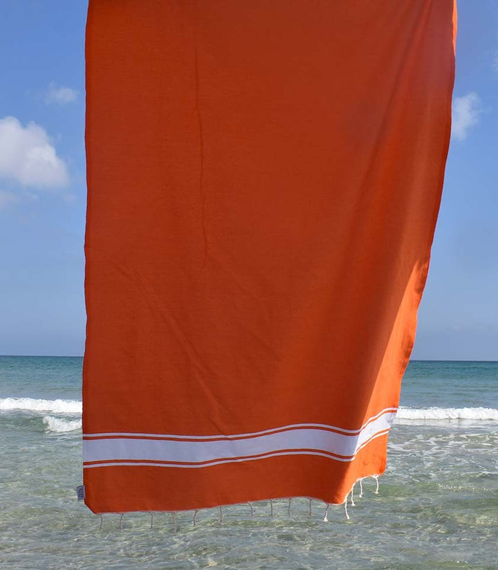 Fouta Plate orange rayée blanc Fouta Tunisia - 3