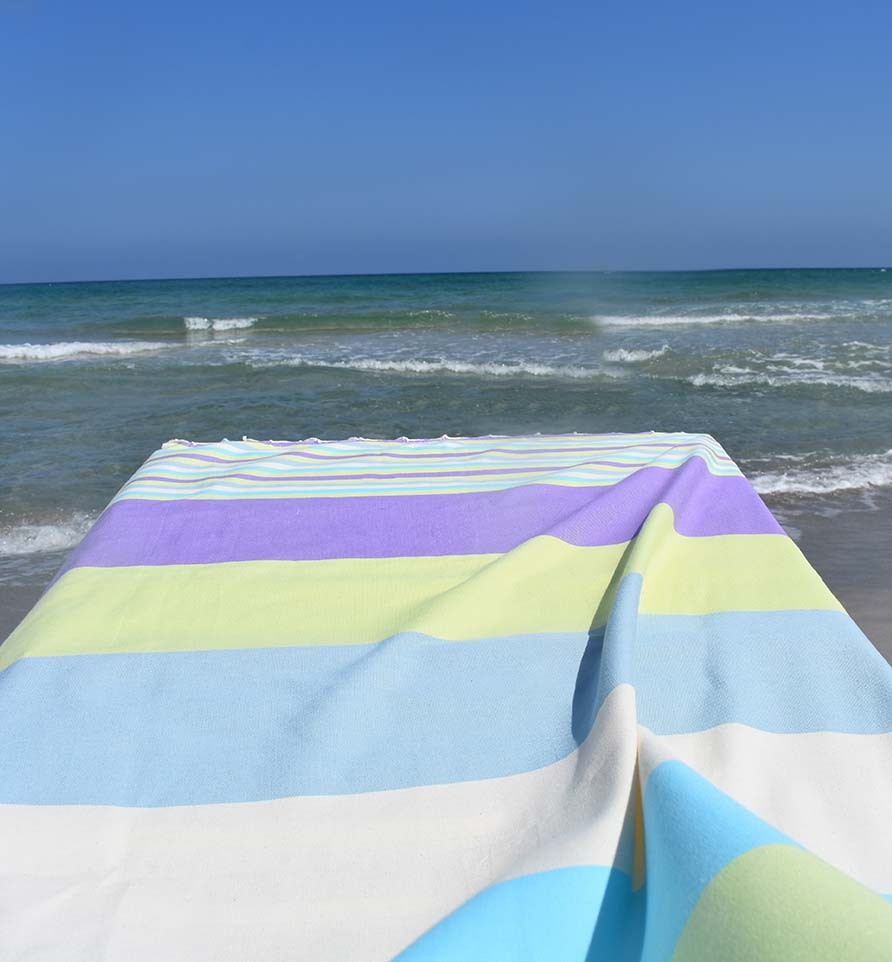 Fouta Plate 5 couleurs mauve avec rayures  - 1