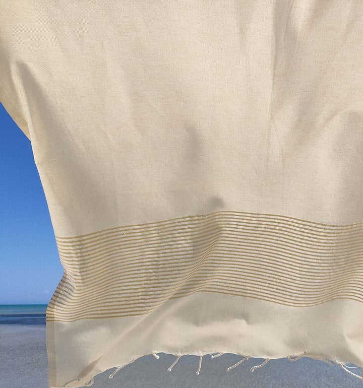 FOUTA Lurex plate blanc cassé au fil lurex doré Fouta Tunisia - 1