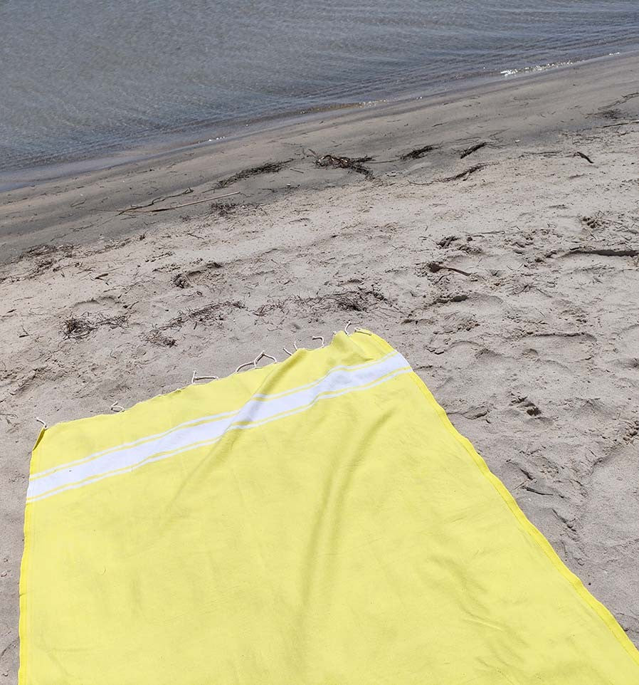 Fouta Plate jaune fluo clair Fouta Tunisia - 3