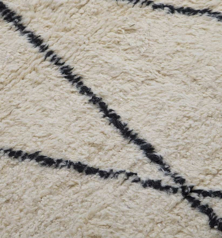 Tapis berbère en pure laine couleur beige avec motifs losange Fouta Tunisia - 2