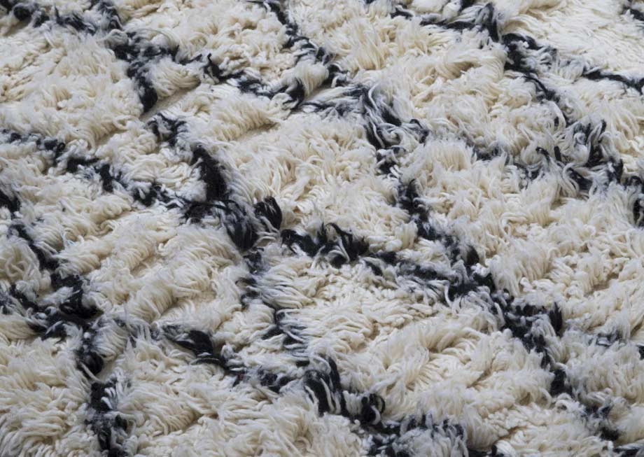 Tapis berbère 100 % pure laine de mouton en écru naturel Fouta Tunisia - 2