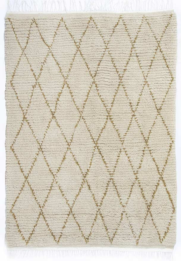Tapis berbère en laine écru naturel à losanges Fouta Tunisia - 1