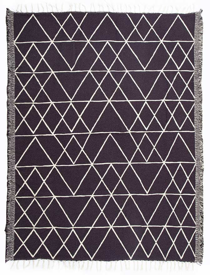 Tapis margoum 100 % coton couleur violet avec motifs géométriques Fouta Tunisia - 1