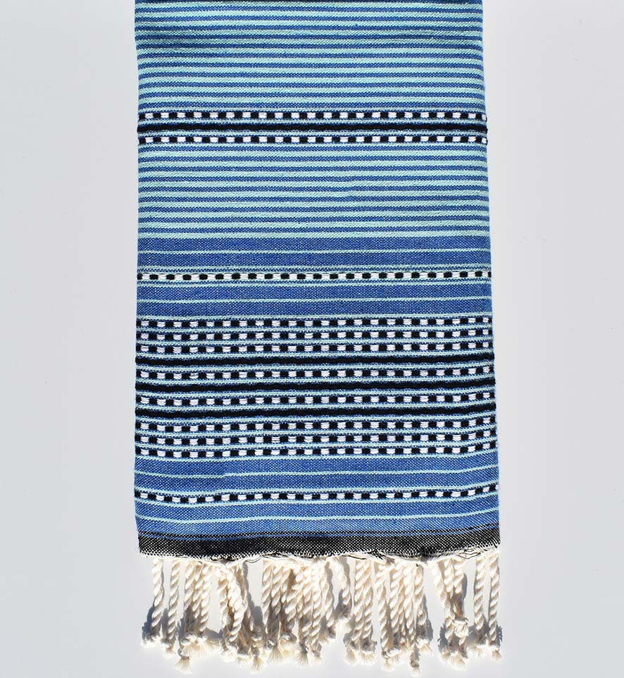 Fouta arabesque bleu et noir Fouta Tunisia - 1