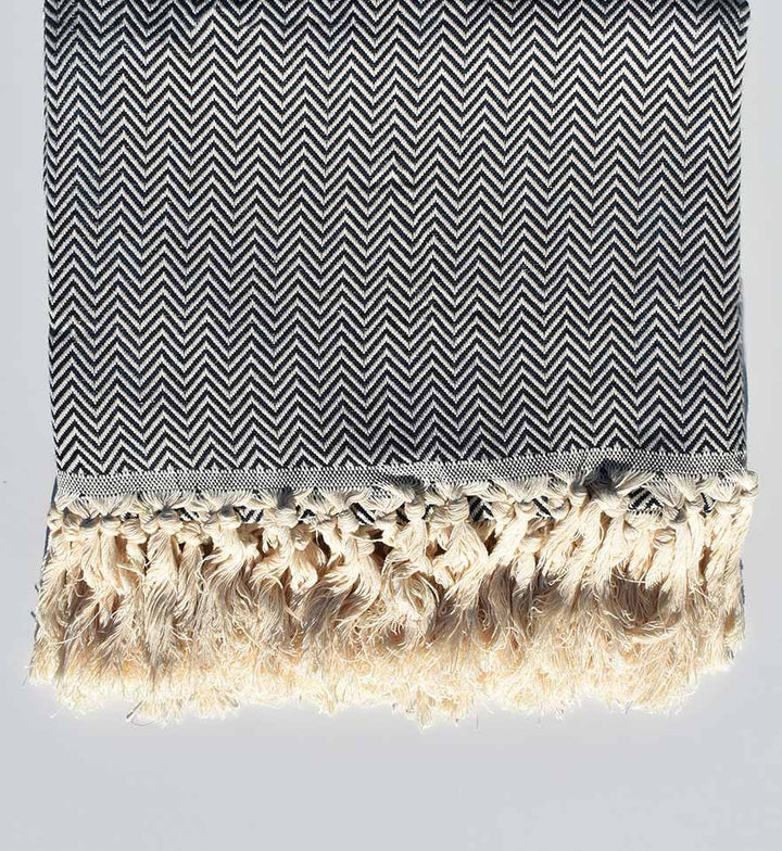 Plaid bleu de minuit Fouta Tunisia - 1