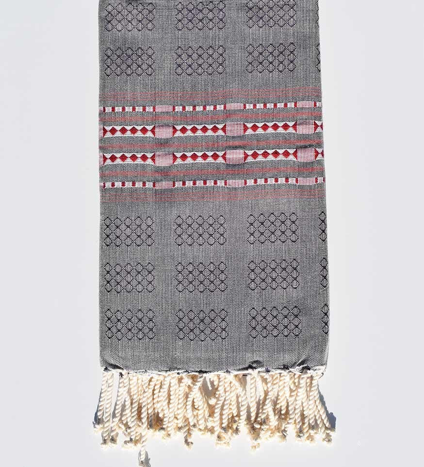 Fouta thalasso colombin avec motifs rouge Fouta Tunisia - 1