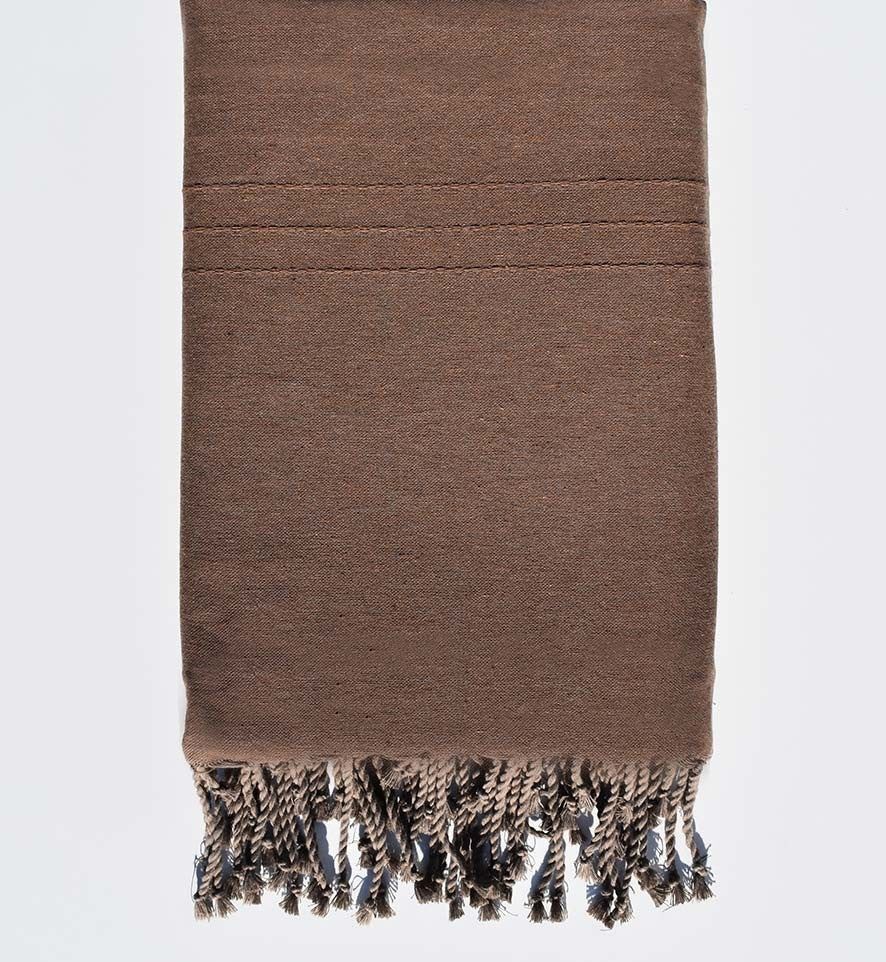 Jeté unie marron cacao Fouta Tunisia - 2