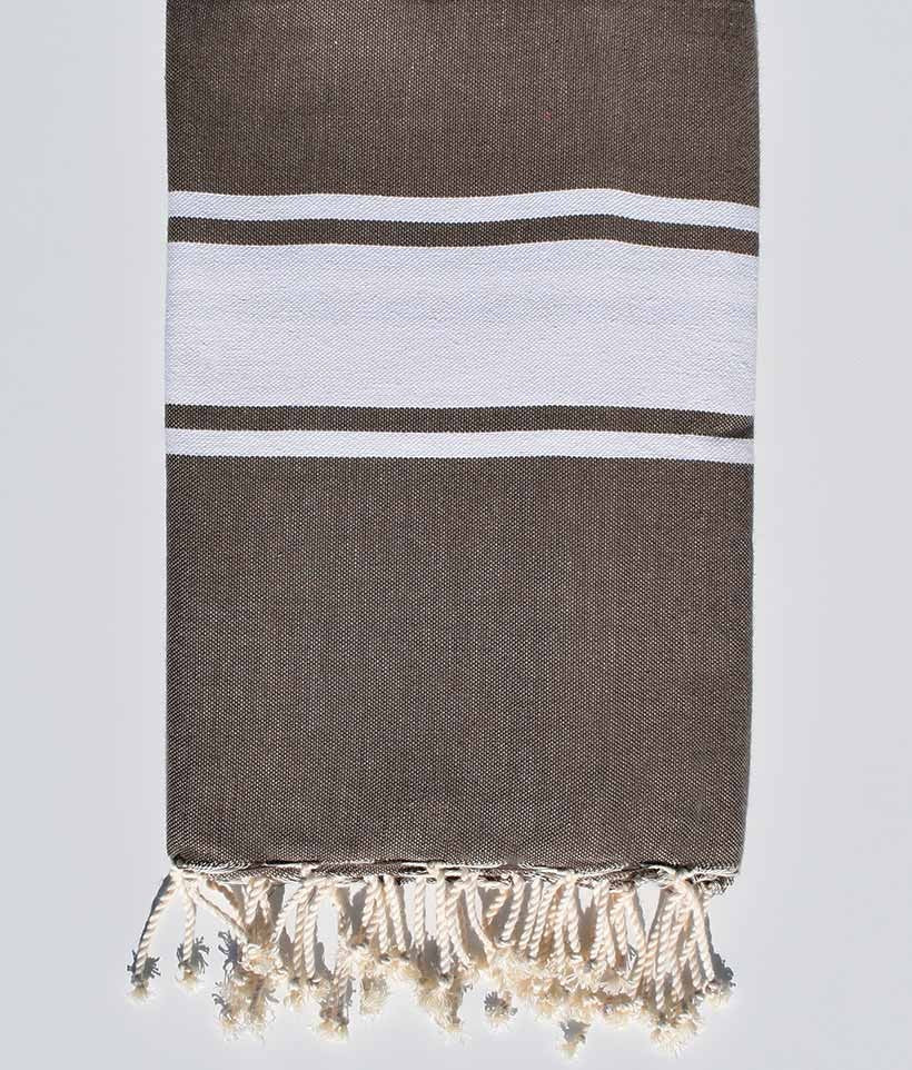 Fouta plate rayée bis taupe foncé Fouta Tunisia - 1