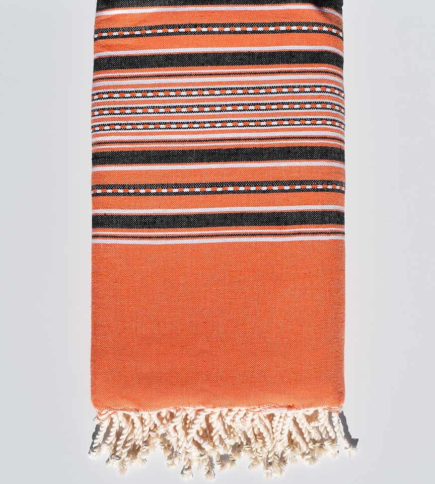 Jeté arabesque orange corail Fouta Tunisia - 1