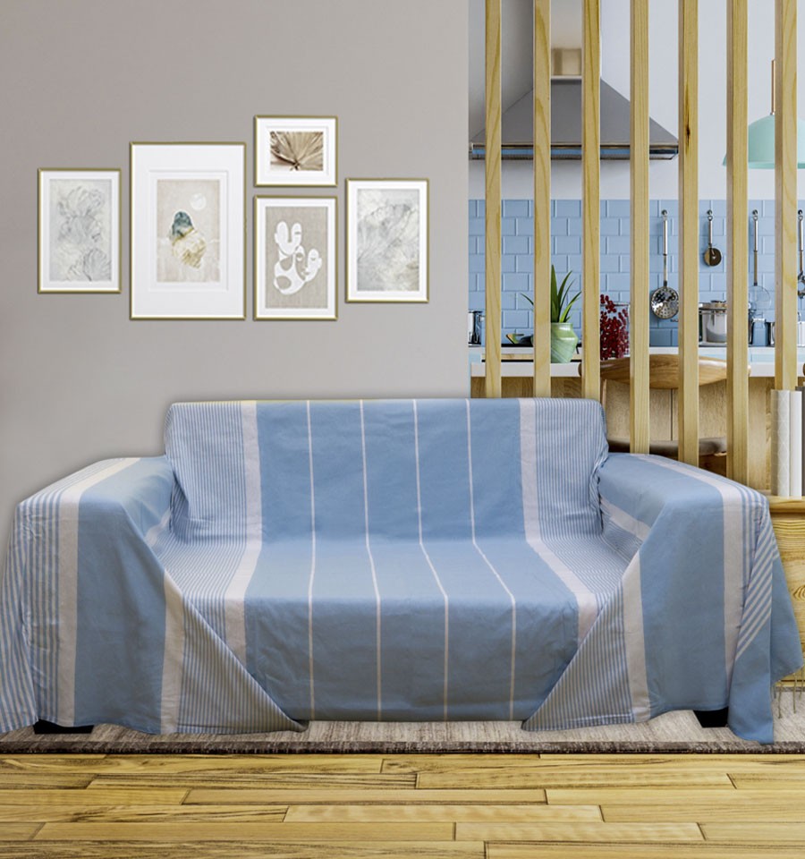 Jeté bleu clair Fouta Tunisia - 1