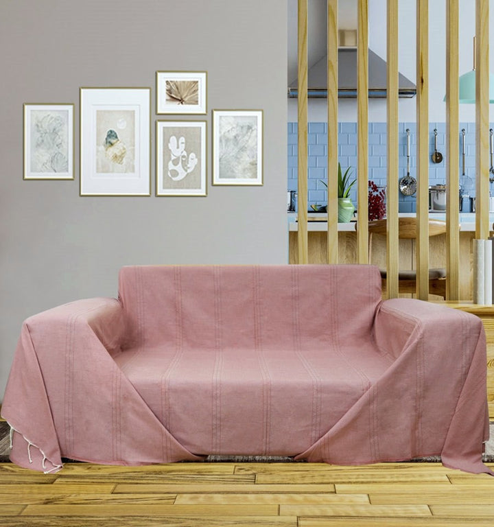 Jeté de lit rose pâle Fouta Tunisia - 1