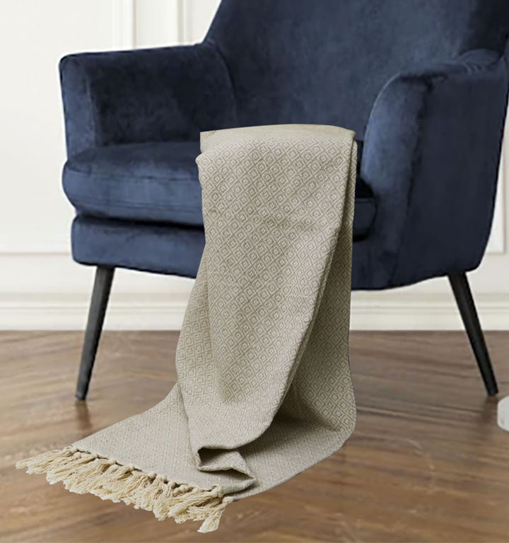 Plaid beige très clair 1.6m*1.6m Fouta Tunisia - 1