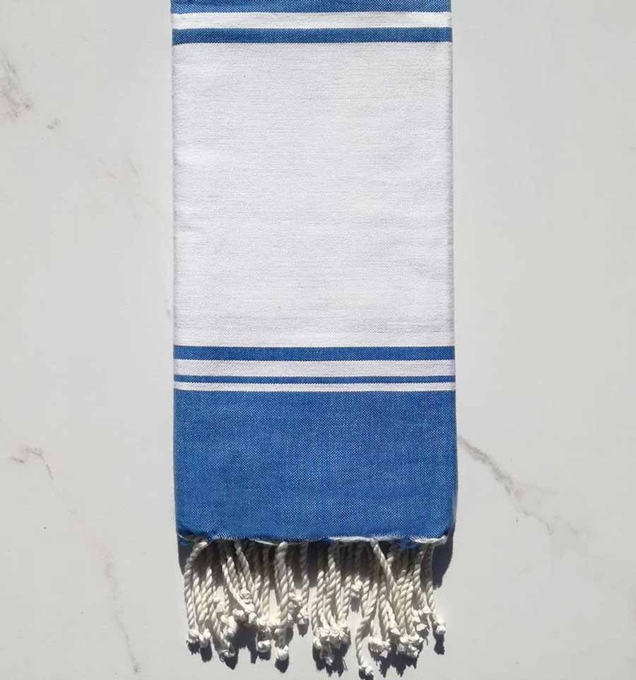 Fouta Plate milano blanche et bleu Fouta Tunisia - 4