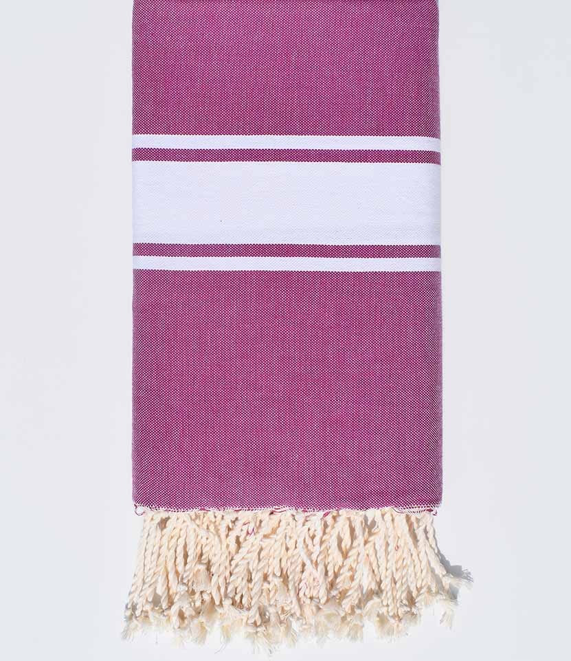 Jeté violine bandes blanche Fouta Tunisia - 1