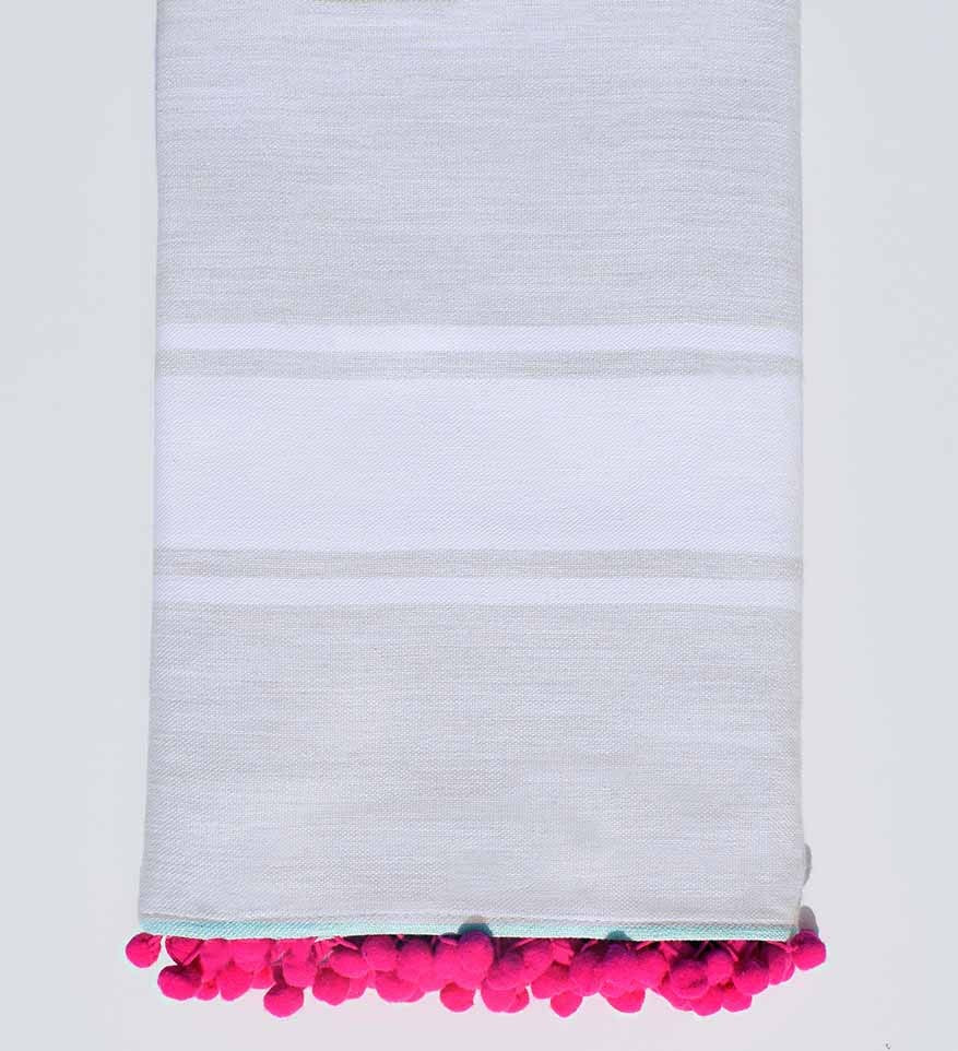 Fouta gris avec pompons Fouta Tunisia - 1
