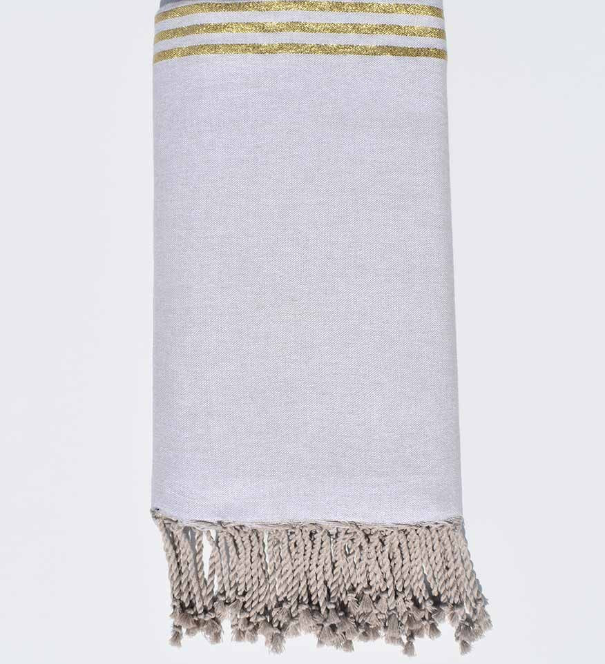 Jeté gris perle avec lurex doré Fouta Tunisia - 1