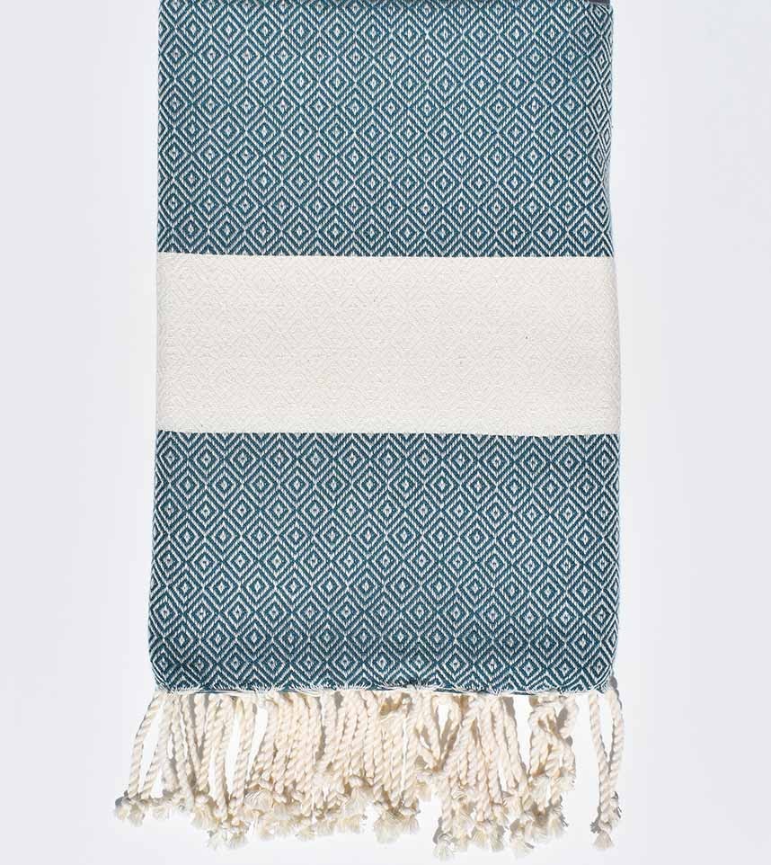 Fouta chevron Diamant bleu canard Fouta Tunisia - 1