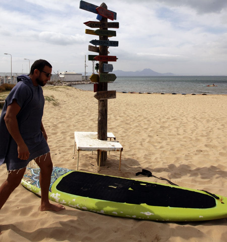 Poncho de plage bleu nuit Fouta Tunisia - 2