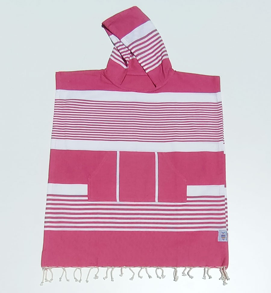 Poncho de plage enfant rose fushia Fouta Tunisia - 1