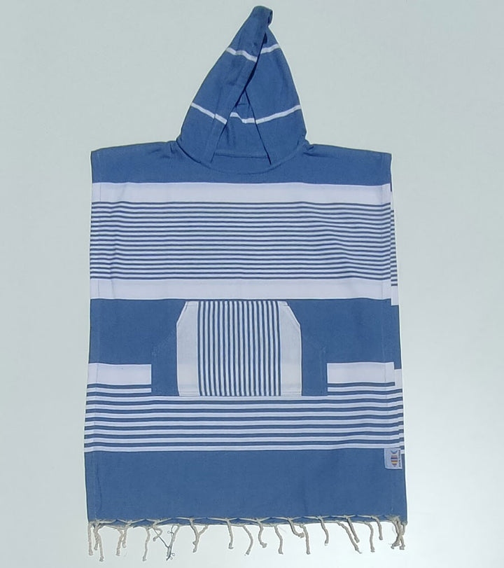 Poncho de plage enfant bleu pastel Fouta Tunisia - 1