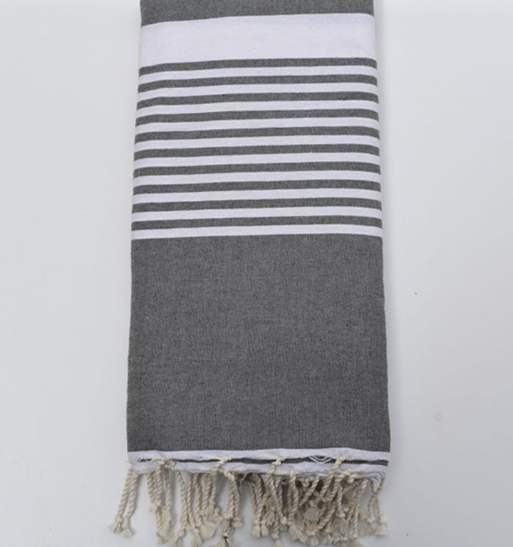 Jeté gris avec rayures 1.5*2.5m Fouta Tunisia - 3