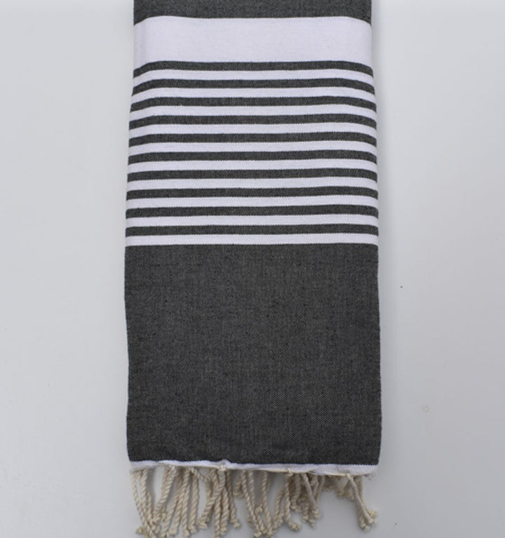 Jeté gris anthracite avec rayures Fouta Tunisia - 3
