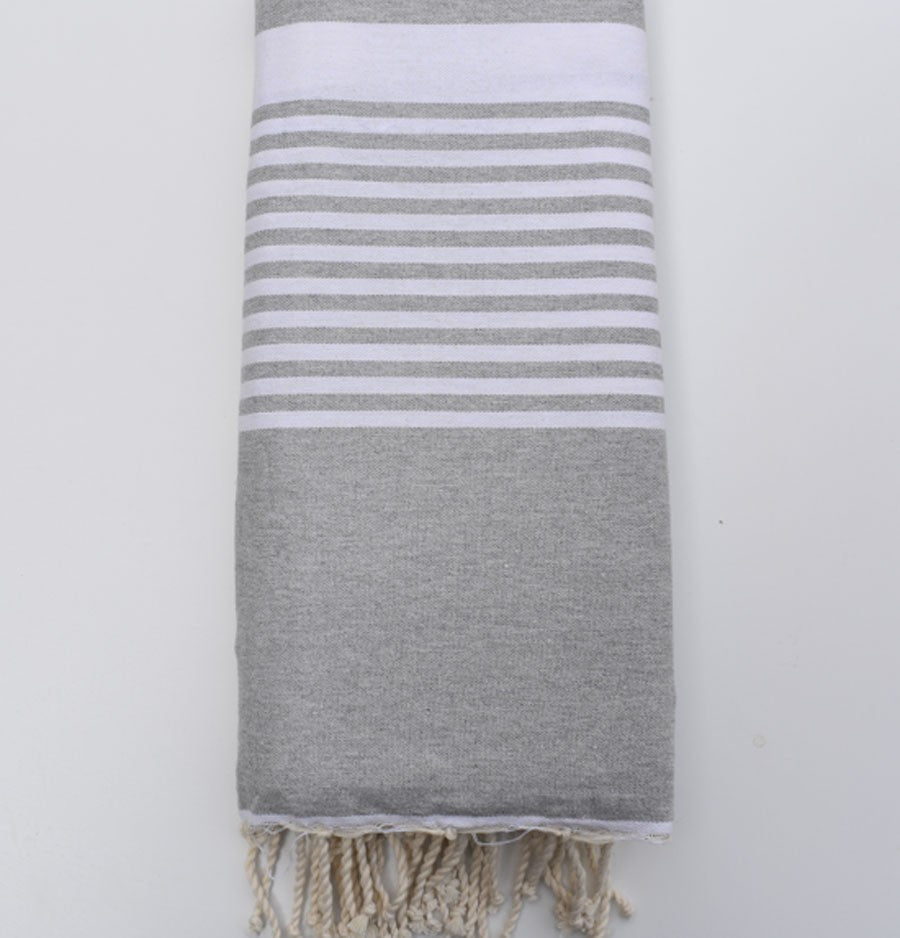 Jeté gris clair 1.5m*2.5m Fouta Tunisia - 4